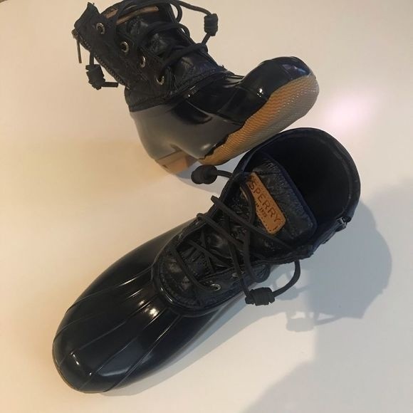 SPERRY Duck Boots Nylon Quilted Saltwater Navy STS-82681 Size 8 - Picture 6 of 10
